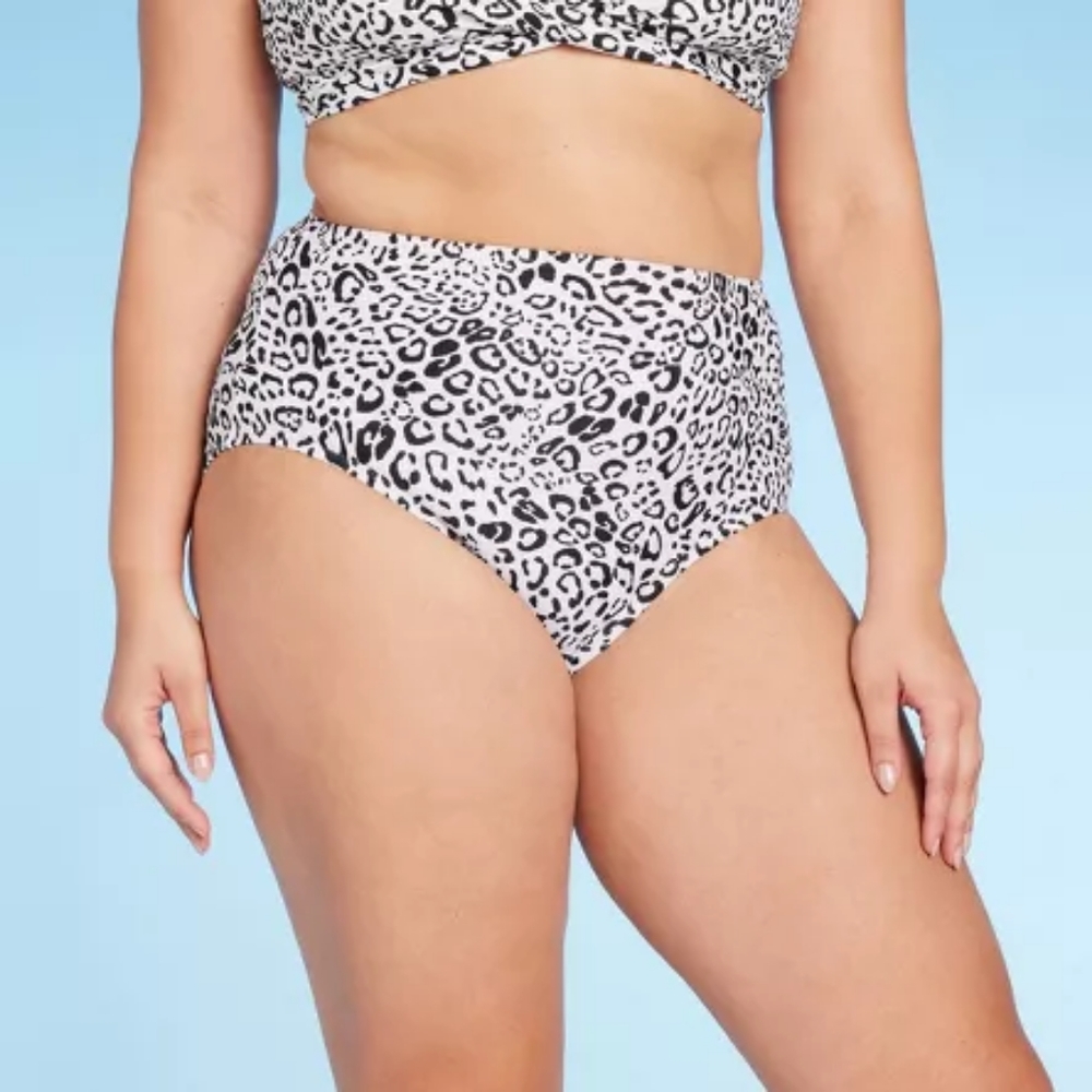 Neutral Leopard Print High Waist Full Coverage Bikini Bottom - Kona Sol